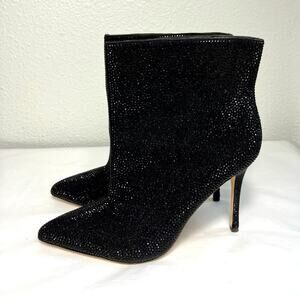 L'Agence Mariette Rhinestone Strassed Ankle Boot Size 6.5 Stiletto Bootie bling‎